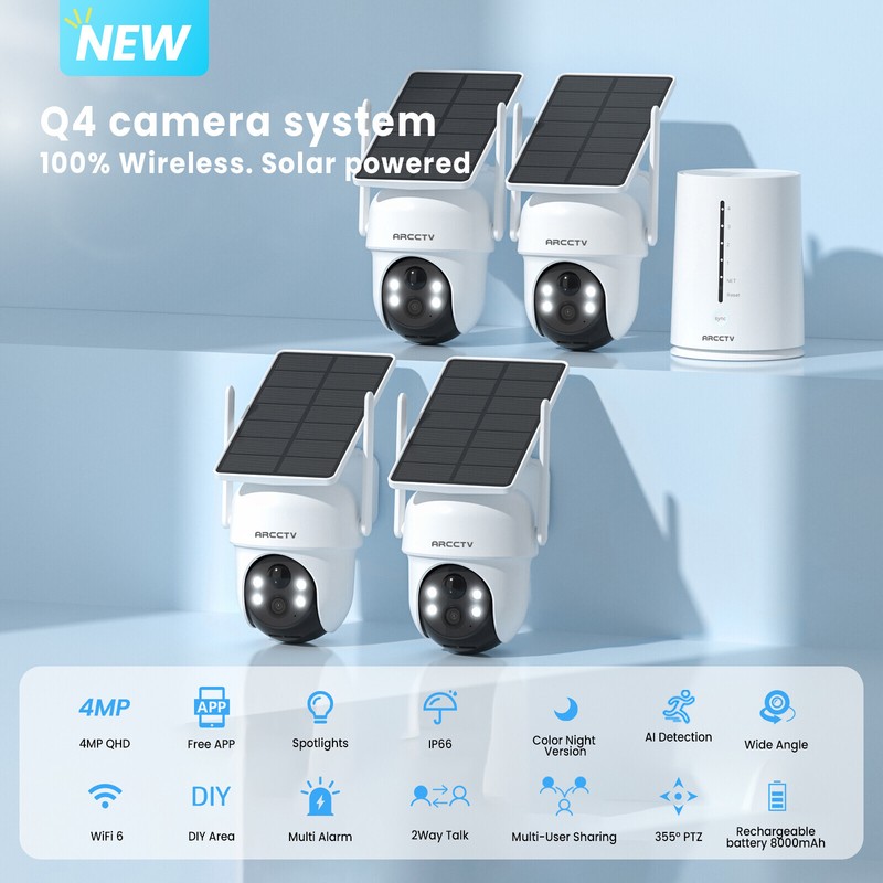 ARCCTV Wireless Outdoor Security Camera System Solar Battery Powered 2 Way Audio gallery