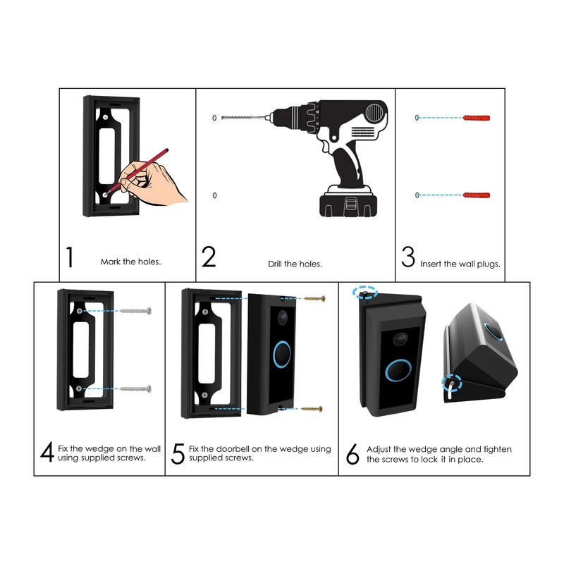 Adjustable 20 to 45 Degree Doorbell Angle Mount Compatible with Video Doorbel... gallery