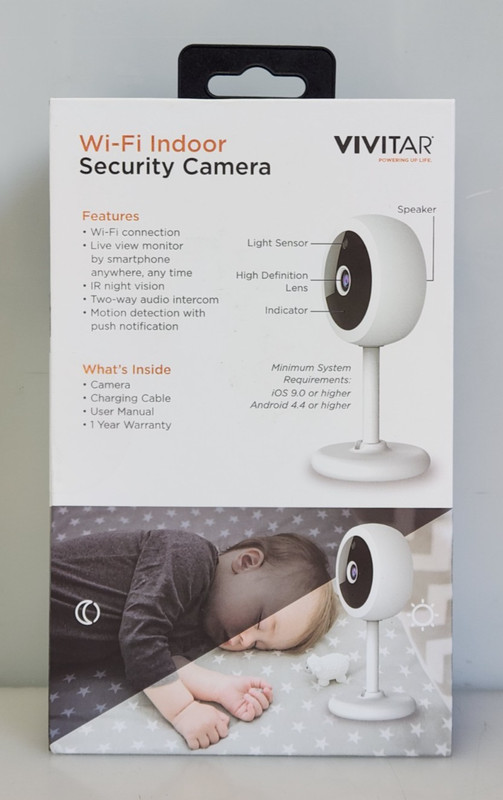 Vivitar Wi-Fi Indoor Security Camera IPCT12E-WHT - White - NEW Sealed gallery