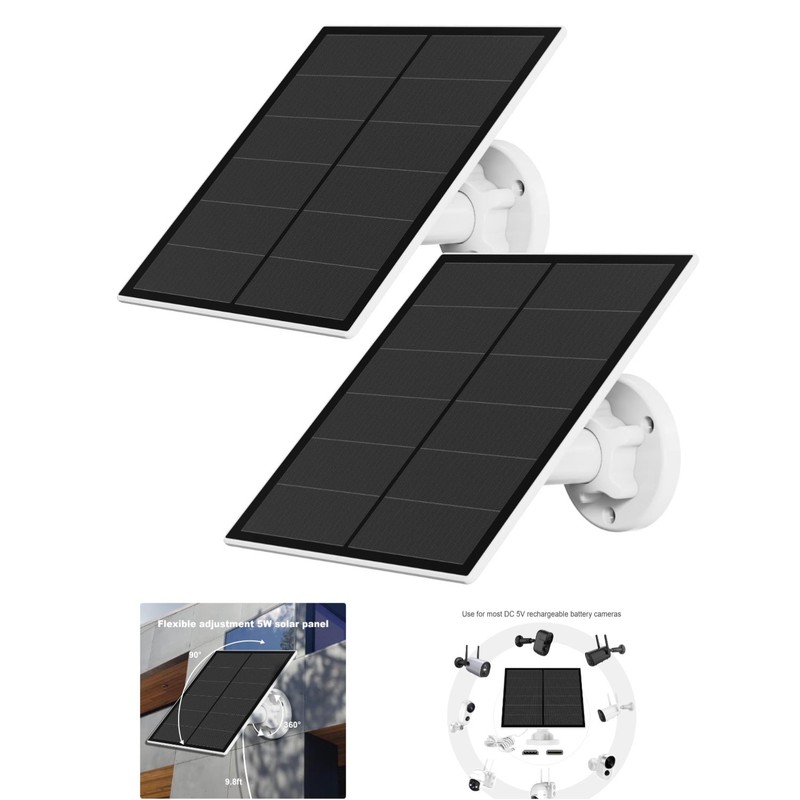 Durable 5W Solar Panel System for Outdoor Surveillance – Includes 9.8ft Cable