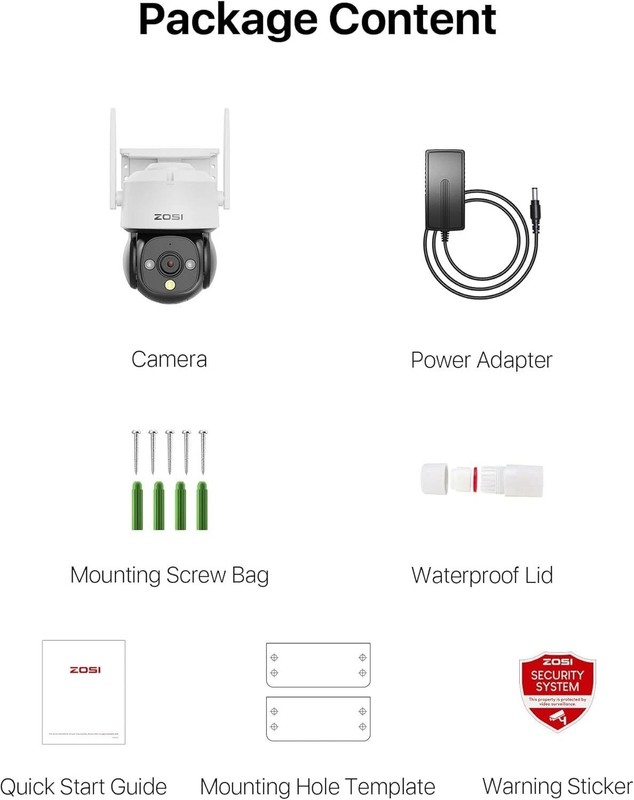 ZOSI WiFi Pan/Tilt Security IP Camera Outdoor 2-Way Audio Plug-in AI detects gallery