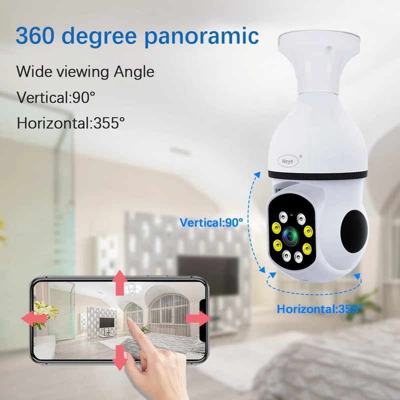 Wireless 5G Wifi Bulb Camera 8MP 4K 360° Bulb Camera HD Mini Camera LED Flicker gallery