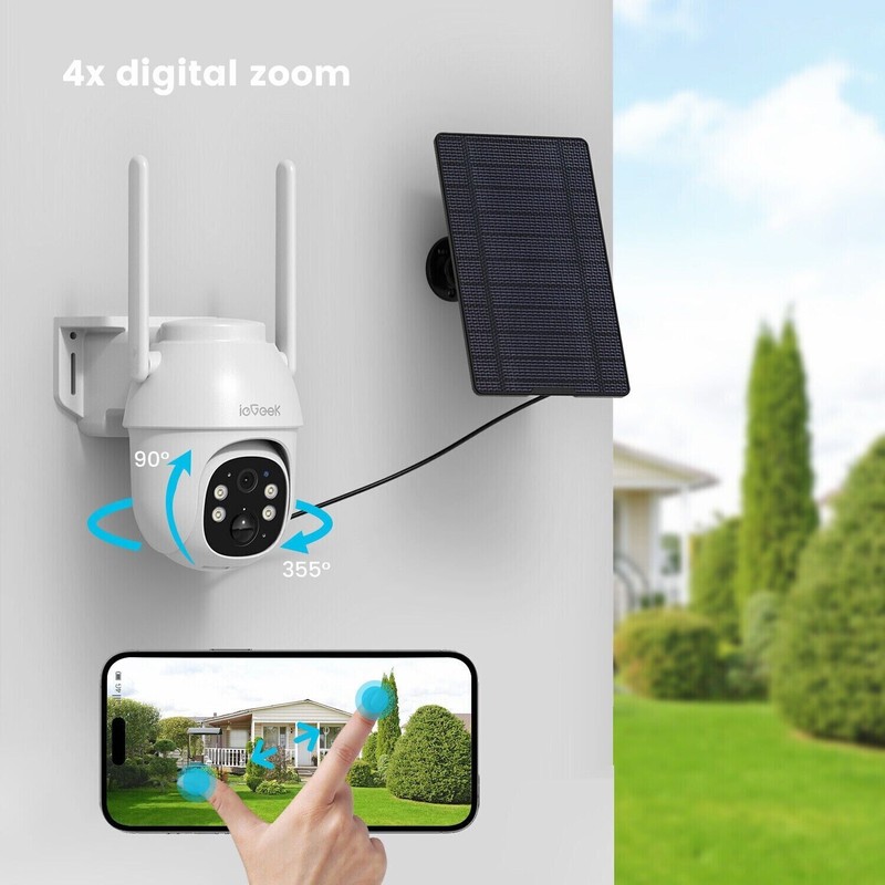 ieGeek Wireless Outdoor Security Camera 4G LTE Cellular Solar Powered PTZ 360° gallery