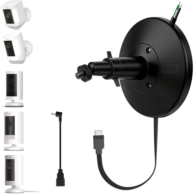 Hardwired Power Kit for Outdoor/Indoor Security Cameras, IP67 Waterproof, Black
