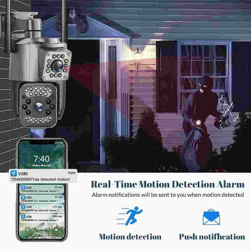 Dual Lens Security Camera Wireless 4MP HD WiFi IP PTZ Home Outdoor CCTV IR Cam gallery