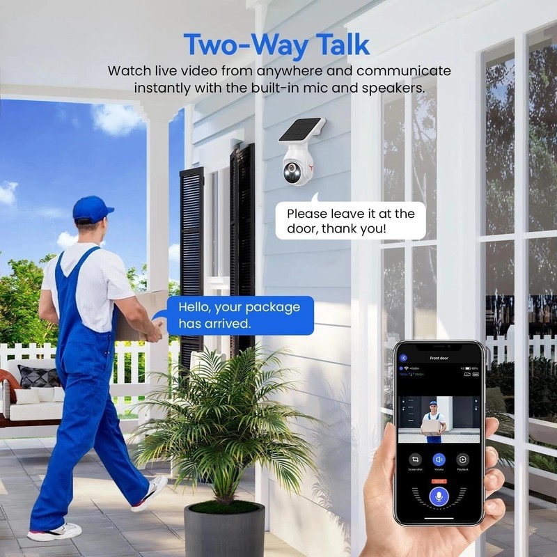 Solar Panel Powered Security Camera 1080p WiFi Camera with Night Vision Motion gallery
