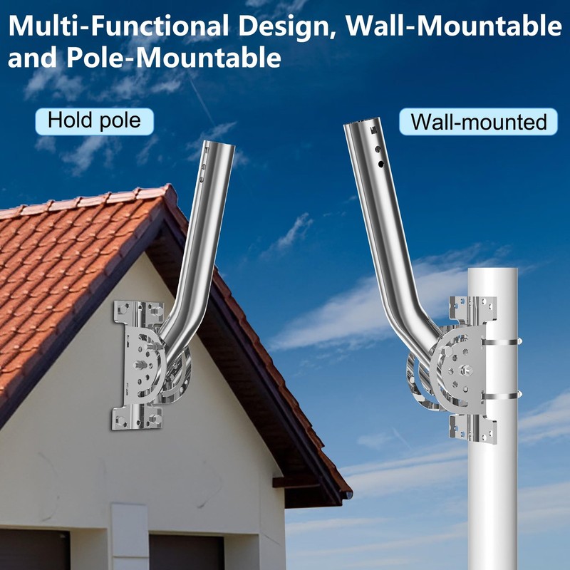 430 Stainless Steel Heavy Duty Antenna Pole Mount, 13''-160° Adjustable Three... gallery