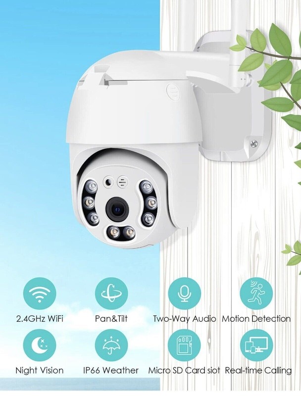 Camara De Seguridad WIFI Inalambrica 360° Para Casa Exterior HD 1080P Con Audio gallery