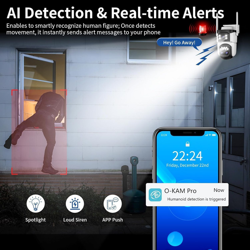 Three-Lens Security Camera,2K Outdoor Camera,Human Detection,Home Security Camer gallery