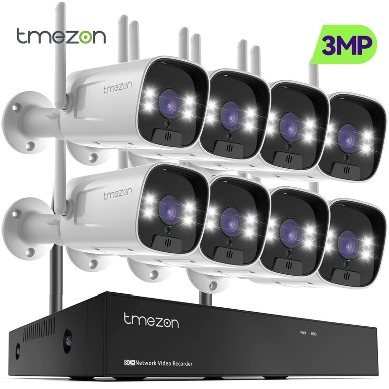 3MP Wireless WIFI Home IP Camera System CCTV Outdoor 2-Way Audio 10CH NVR