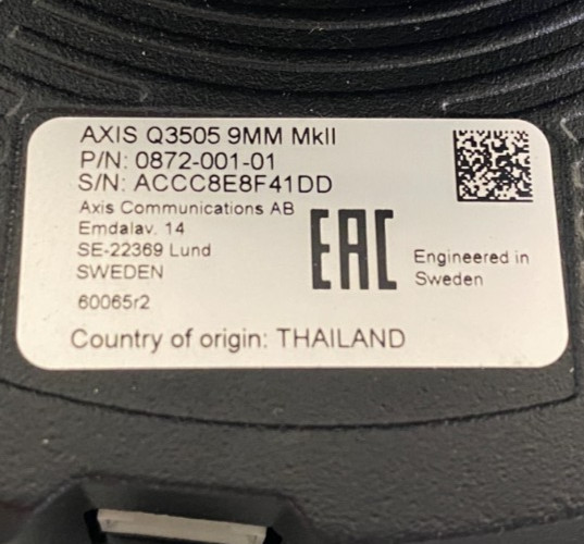 Axis Q3505 9MM MkII IP Camera 0872-001-01 UNTESTED gallery
