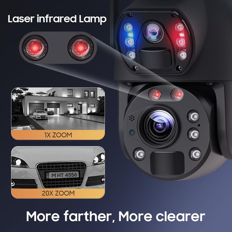 [20X Optical Zoom] 6MP Solar Security Camera with Dual-Screen,Solar Camera Wi... gallery