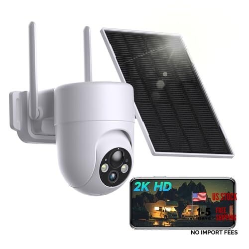 Solar Security Camera Wireless Outdoor, 2.4G WiFi Outdoor Cameras for Home