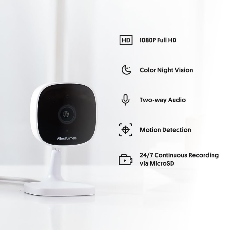 AlfredCam Indoor WiFi Security Camera, FullHD 1080P, 2.4G/WiFi, Continuous Re... gallery