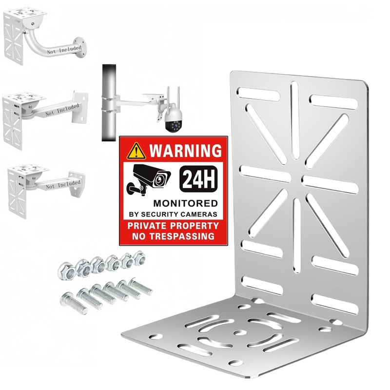 SamIdea CCTV Stainless Steel Camera Mount Bracket Adapter, L-Shape Security C…