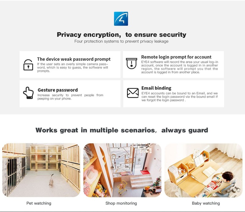 4MP Security Camera Indoor 4mm 2.4G / 5G WiFi Home Security System Smart Alar... gallery