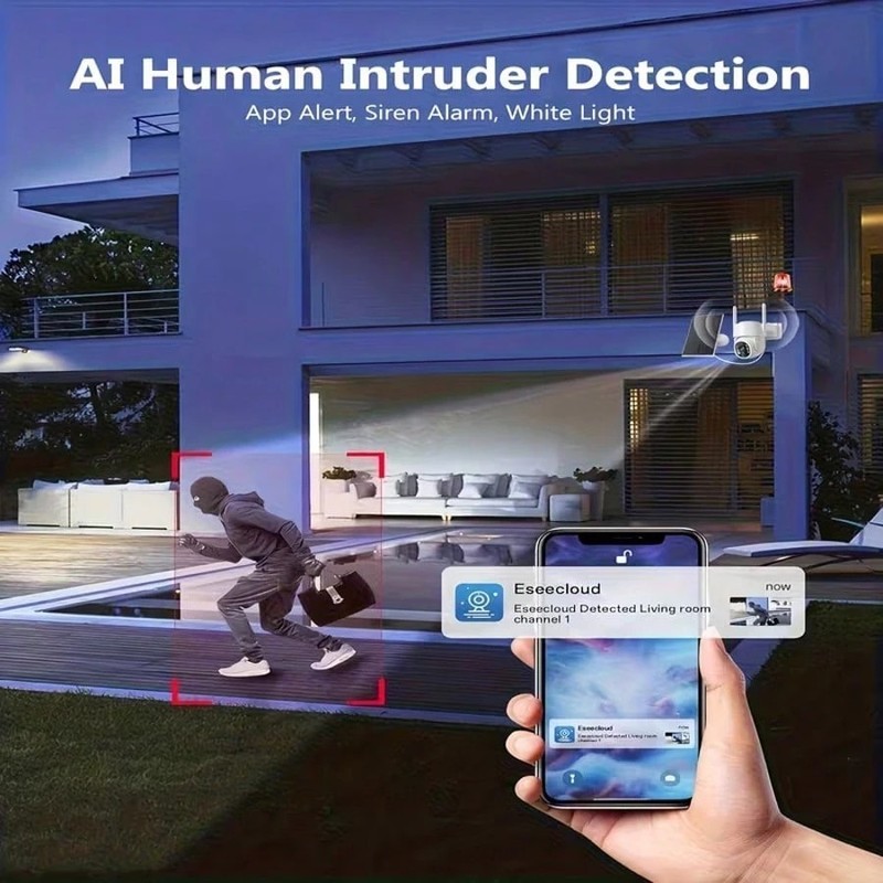 5G WiFi LTE Solar Security Camera 4MP PIR Motion Night Vision Outdoor IP66 gallery