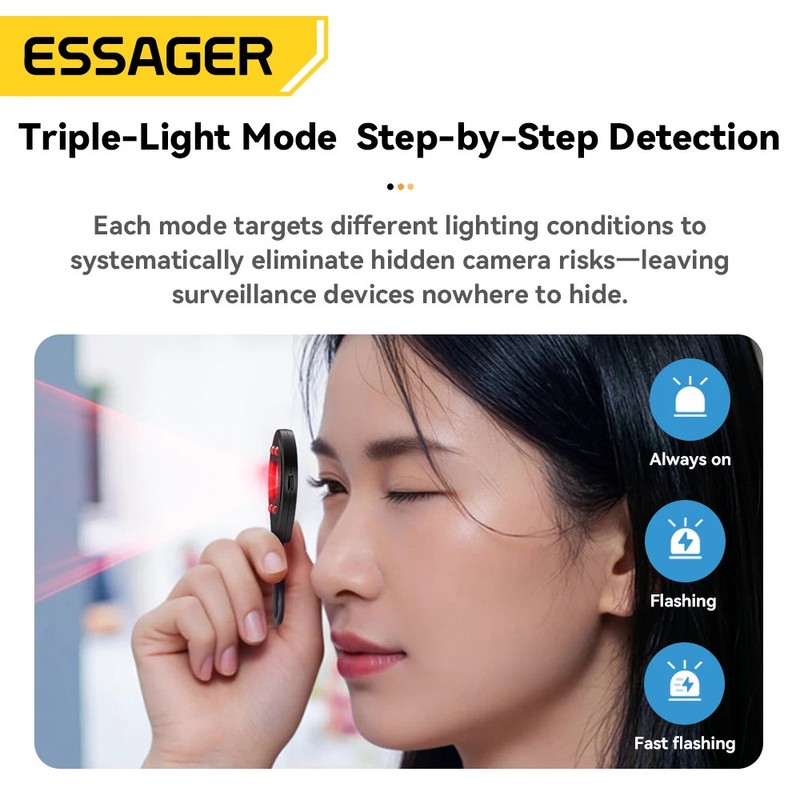 Hidden Camera Detector Portable Infrared Lens Finder Anti-Peeping Gadget Black gallery