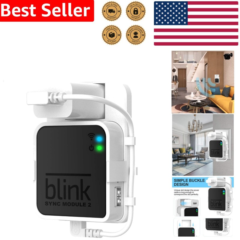 Outlet Wall Mount for Blink Sync Module 2, Holder Bracket, White, Easy Install
