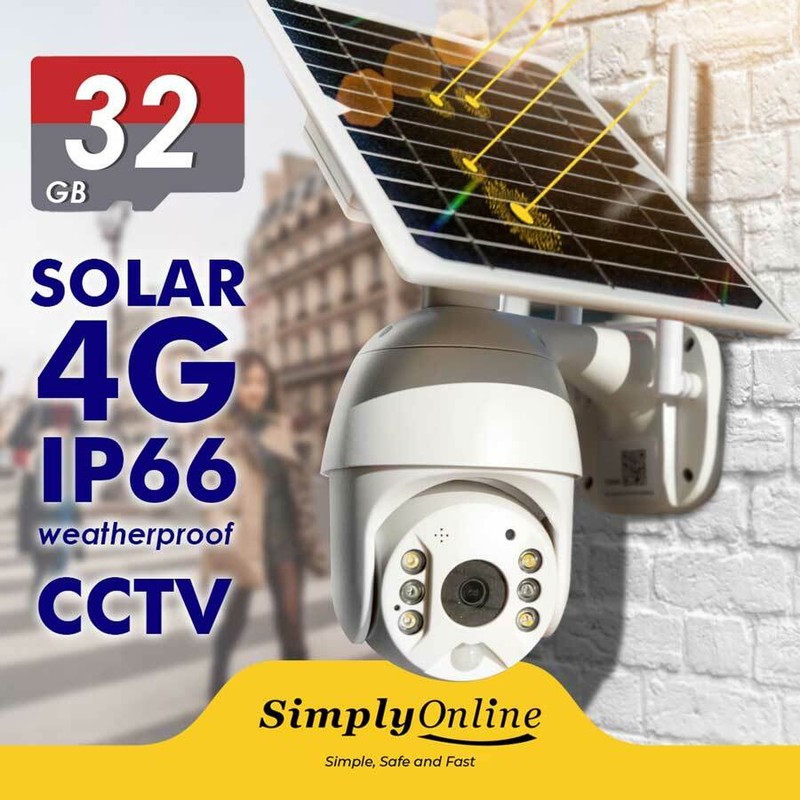 4G Solar Powered Cable Free 24/7 Security PTZ camera + 32 GB SD CARD
