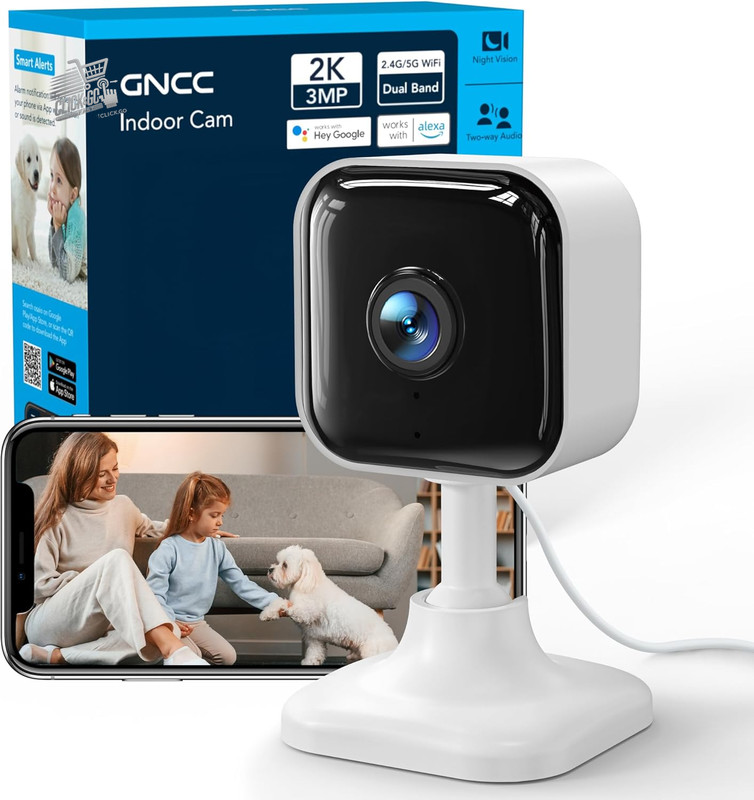 Indoor WiFi Camera 2K 3MP 5G 2.4G Surveillance Mini Night Vision Audio