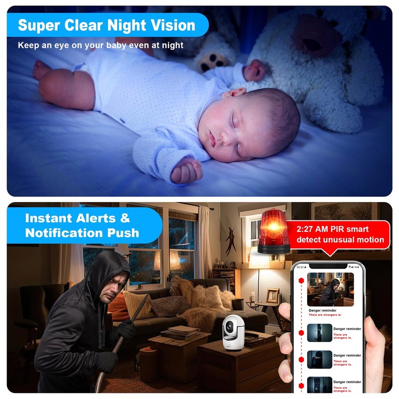 Cloarks 2K Pan/Tilt Security Camera WiFi Indoor Cameras for Home Security with gallery