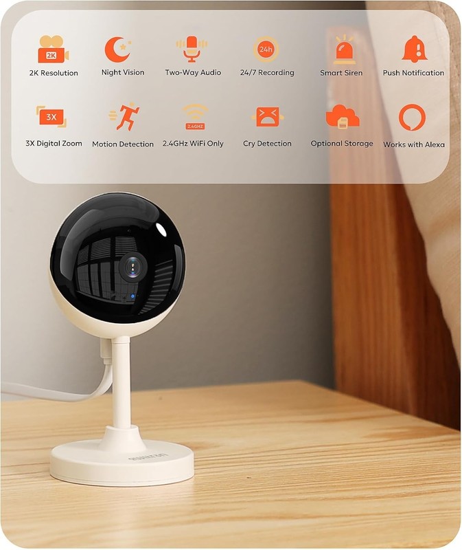 Indoor 2K Baby Monitor with Motion Detection, Night Vision & Alexa Compatibility gallery