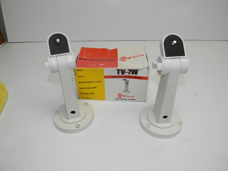 Lot of 2 ea. ATW Security TV7W TV-7W 7 Inch Camera Mount Bracket Stand White gallery