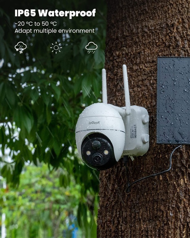 ieGeek Wireless Outdoor Solar Security Camera 360° PTZ WiFi Battery CCTV System gallery
