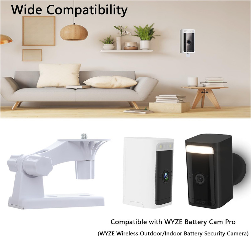 Camera Wall Mount Compatible with Wyze Battery Cam Pro, Wyze Cam Pan V3, Securit gallery