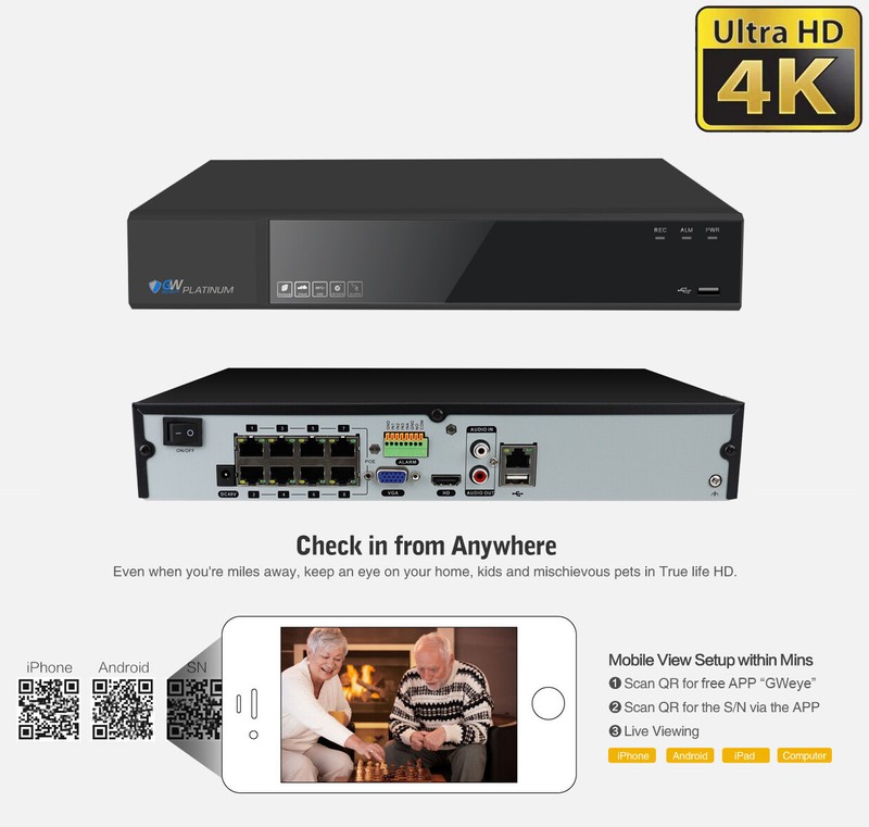 (8) 4K AI Smart Varifocal Cameras 8CH PoE NVR Color Night Vision Security System gallery