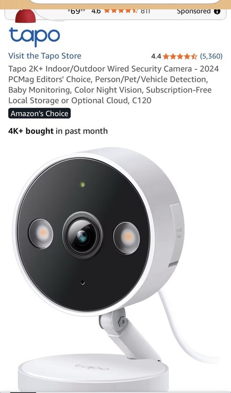 Tapo C120 Video Camera~Stand Alone Feature Or Magnetic Mount For Wall