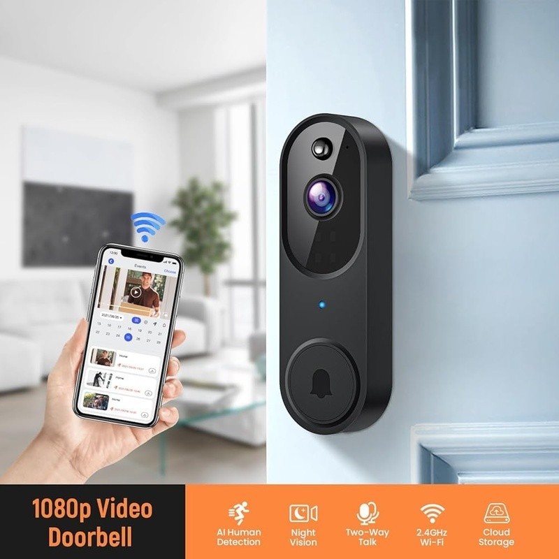 Smart Wi-Fi Doorbell Camera 2-Way Audio Night Vision Motion Detection Security gallery