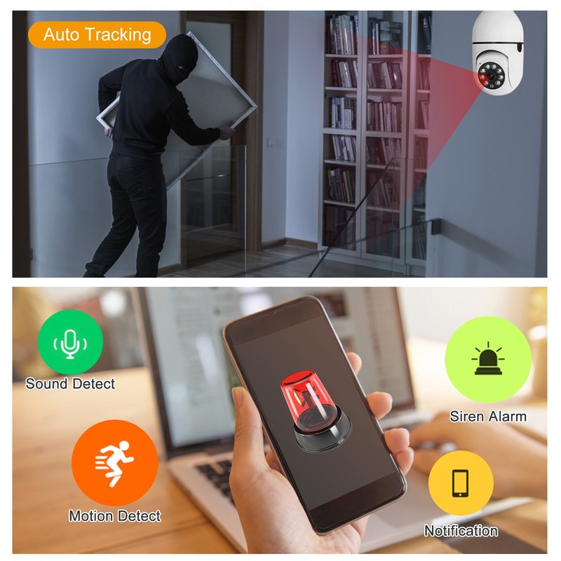 1080p HD 360° Panoramic Light Bulb Camera Wireless IP Home Security Lamp Cam HD gallery