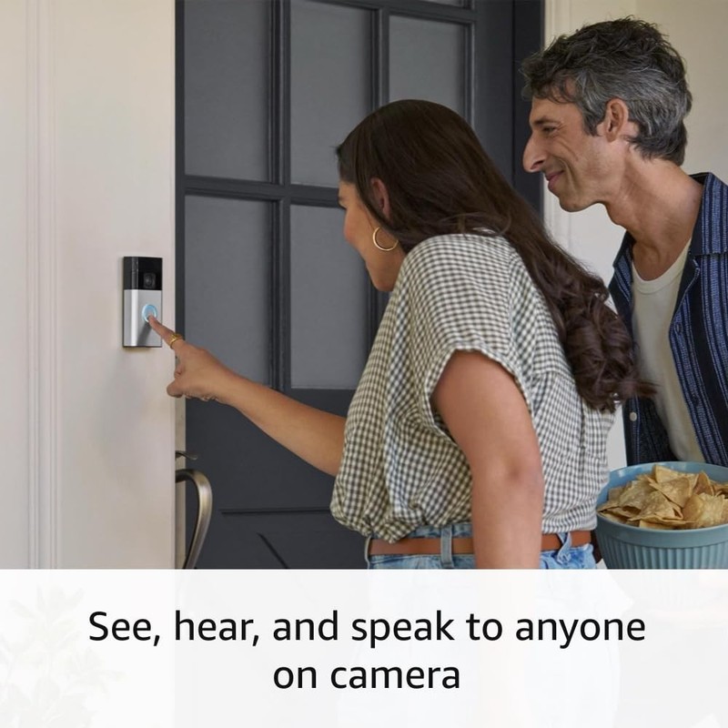 Ring - Starter Set with Battery Doorbell and Indoor Cam - Satin Nickel and White gallery