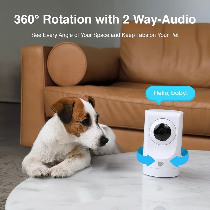 INSTACHEW Purrsight 360 Degree Wi-Fi Security Cat & Dog Pet Camera, White gallery