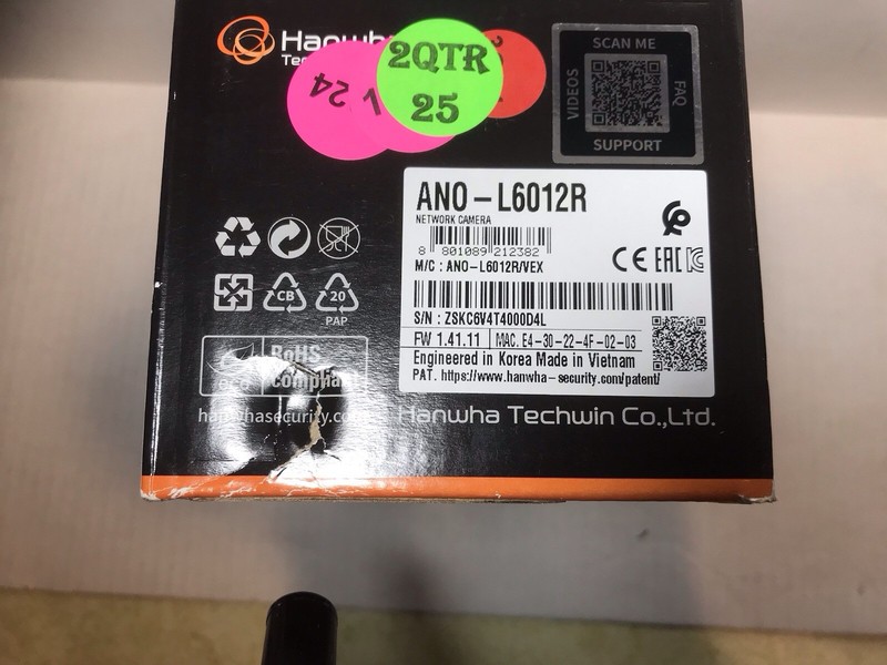 Hanwha Vision ANO-L6012R 2MP IR Bullet IP Camera New Open Box PoE Wisenet gallery