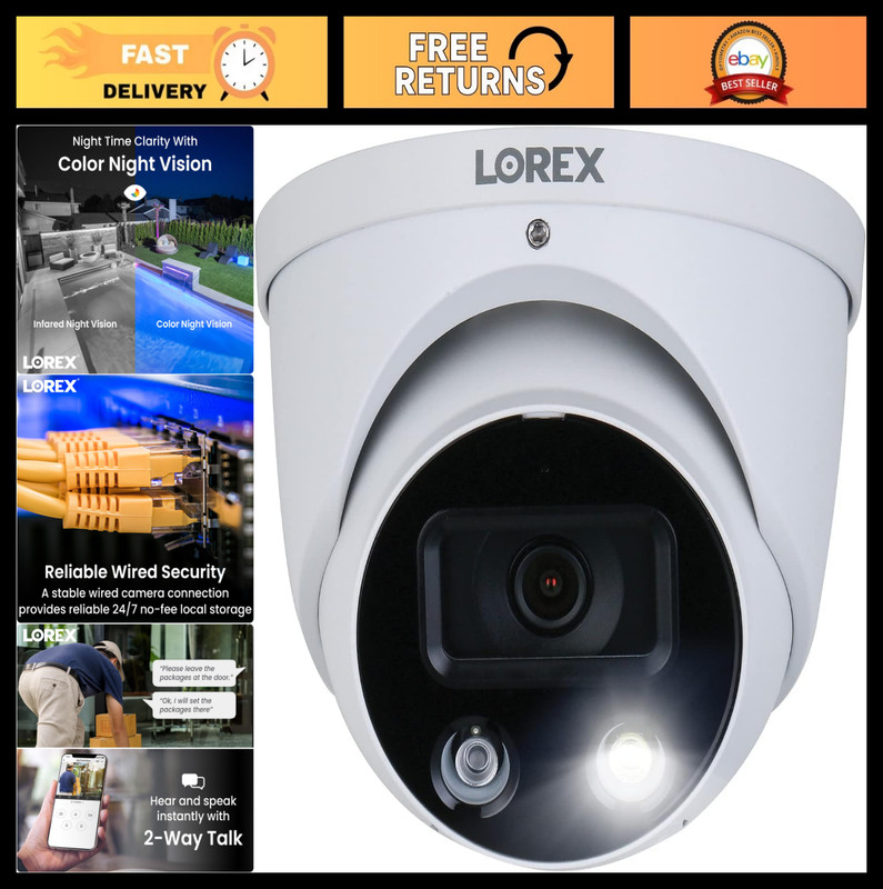 4K Outdoor IP Dome Security Camera | Smart Motion Detection | 2-Way Talk | Color