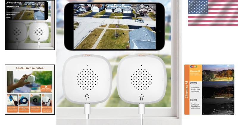3MP 2K Indoor Window Camera 2 Pack with Color Night Vision and Motion Detection gallery