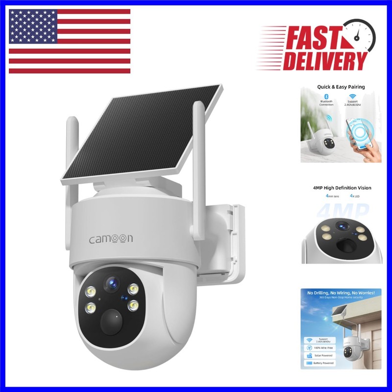 Elevate Home Security: 2K Solar Camera with Color Night Vision & Audio Features