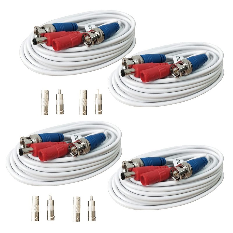 4 Pack 25ft All-in-One Video Power Cables, Security 25Feet *4Pcs
