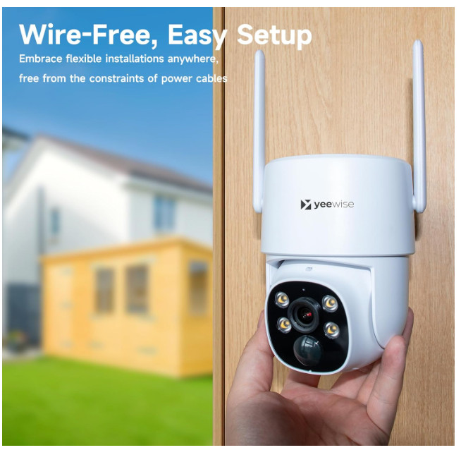 Yeewise 2K NightColor Solar Security Camera, Wireless Pan Tilt Battery Camera gallery