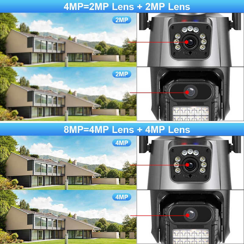 Dual Lens 4MP WiFi Security Camera Outdoor Home Night Vision PTZ Surveillance gallery