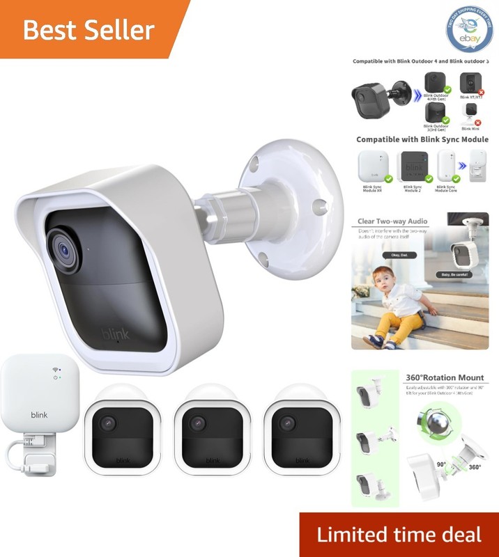 Secure 3-Pack Blink Outdoor Camera Housing & Sync Module Mount - 360° Adjustable