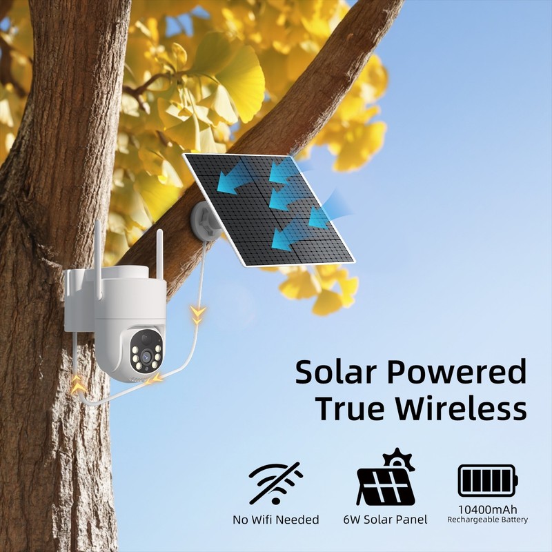 4G LTE Cellular Solar Security Camera Wireless Outdoor 2K No WiFi PTZ 360° gallery