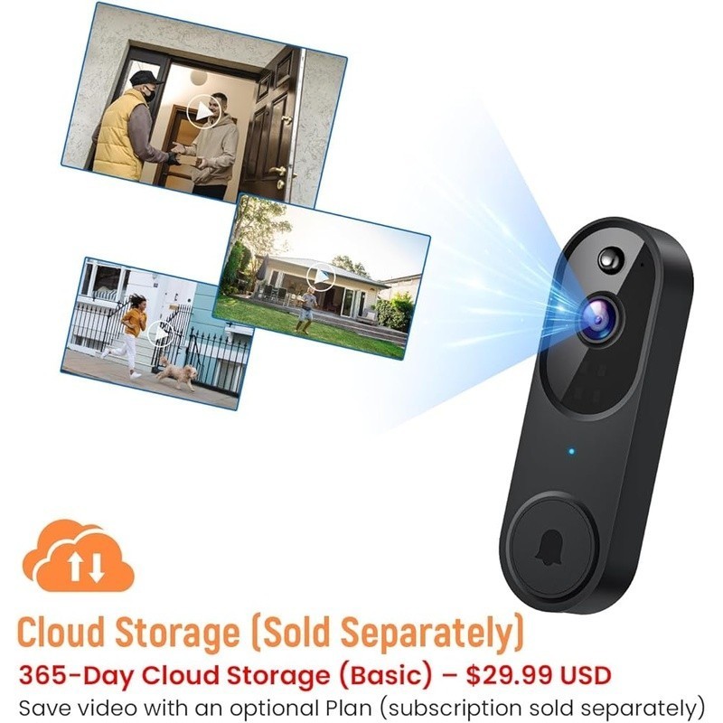 Smart Wi-Fi Doorbell Camera 2-Way Audio Night Vision Motion Detection Security gallery