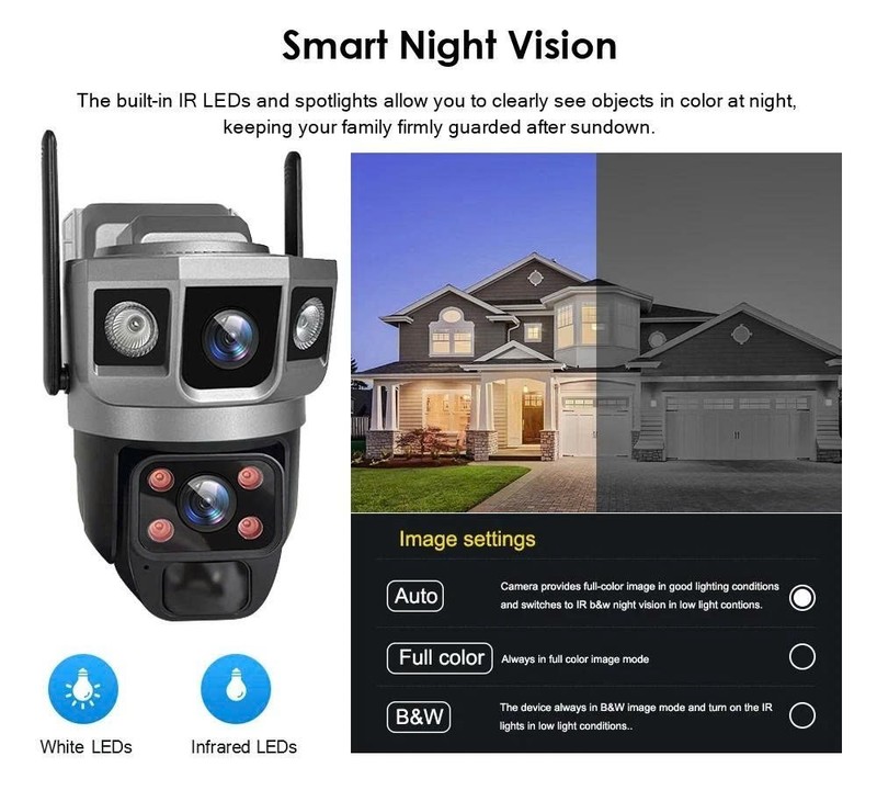 Solar Camera Outdoor Wireless 12MP WiFi 360° PTZ Security 10X Zoom PTZ CCTV gallery