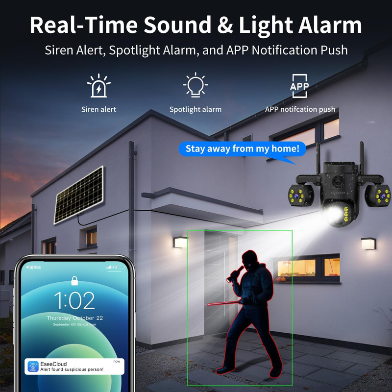 Triple Lens Outdoor Wireless Security Camera, Outdoor Cameras for Home Security, gallery