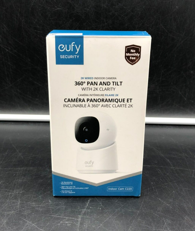 Eufy Security 2k Wired Indoor Smart Camera w/ 360 Degree Pan & Tilt (C220) – NEW