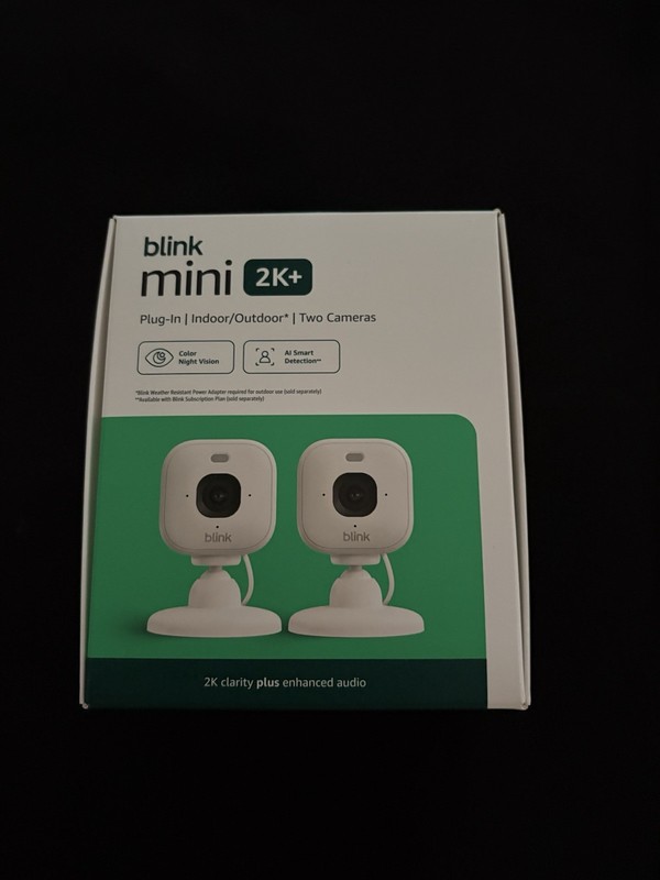 Blink Mini 2K+ Compact plug-in security camera 2K video resolution 2 Pack NEW